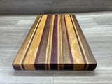 Wood Cutting Board with Exotic Purpleheart Wood and Juice Groove
